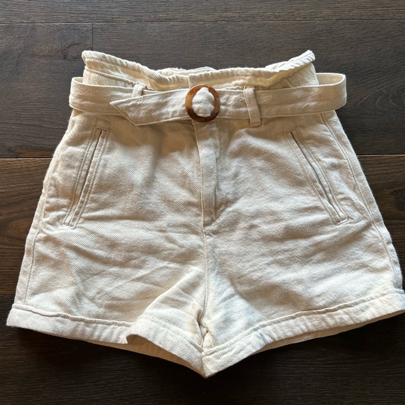 Zara Paperbag High Waist Belted Shorts - Picture 1 of 5